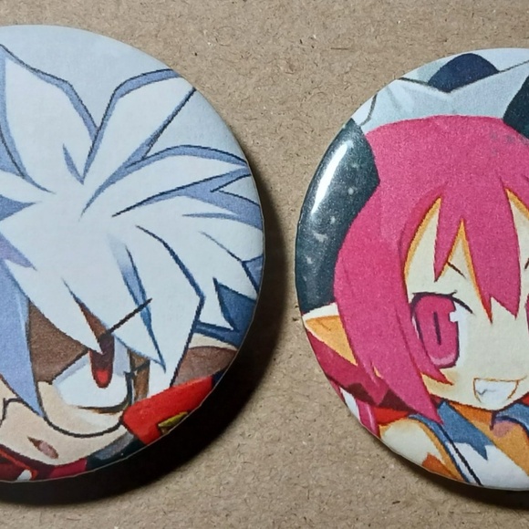 Mao & Raspberyl Disgaea Video Game Button Pins/Badges - Picture 1 of 5